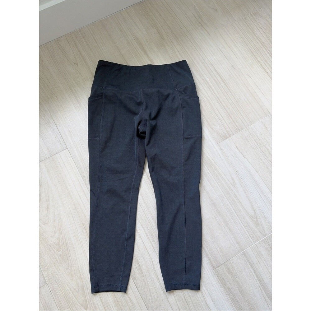 90 Degree by Reflex Women's Ribbed Deep Green 3/4 Length Solid Leggings Size L